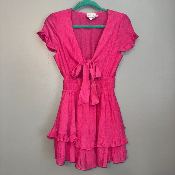 EUC Hello Molly Berry Bie Dress Hot Pink Front Tie Size XS - Picture 3 of 8